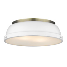 Golden 3602-14 AB-WHT - Yep by Golden Lighting Duncan 2-light Flush Mount in Aged Brass and Matte White shade